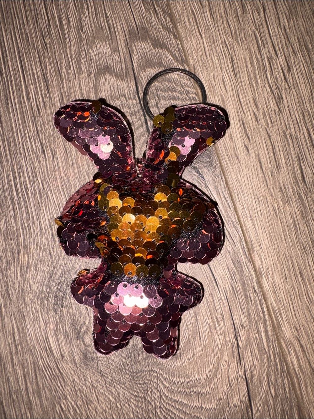 H&M Sequin Bunny Keyring - Rose Gold and Gold